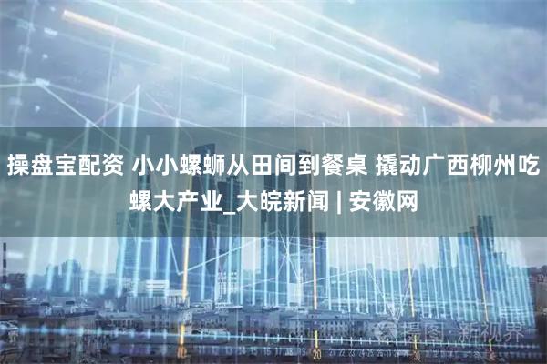 操盘宝配资 小小螺蛳从田间到餐桌 撬动广西柳州吃螺大产业_大皖新闻 | 安徽网
