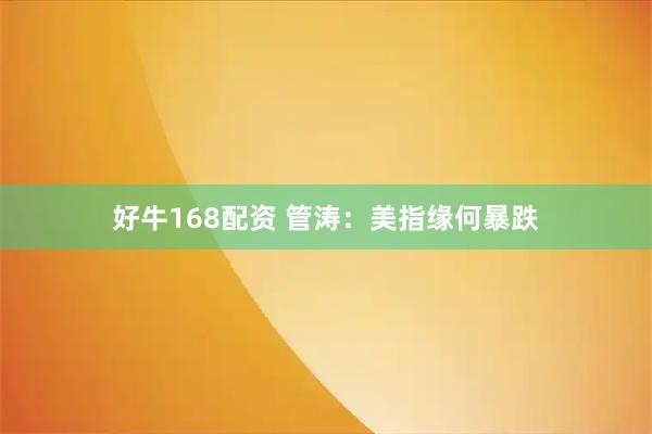 好牛168配资 管涛：美指缘何暴跌